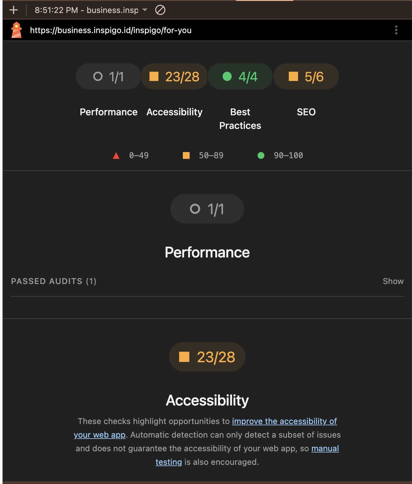 Lighthouse audit