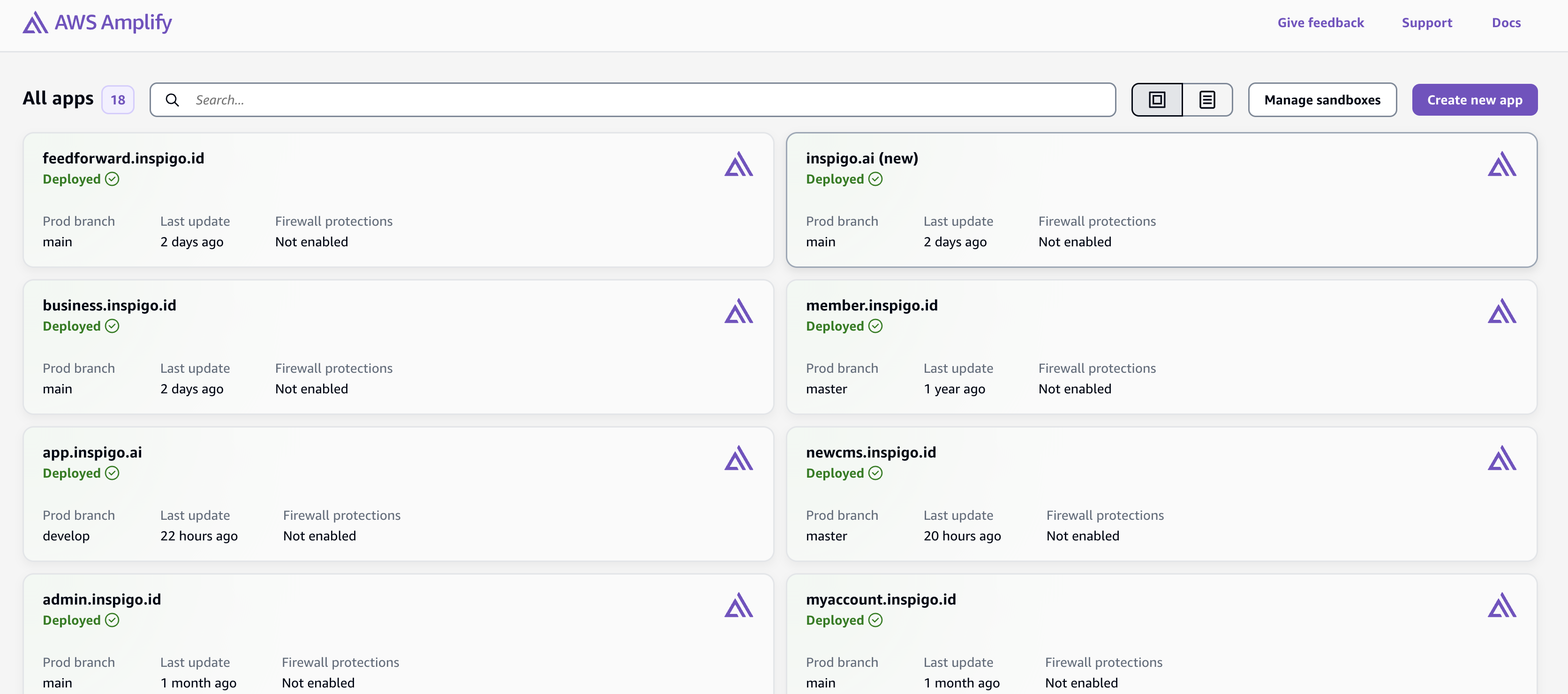 Amplify deploy dashboard