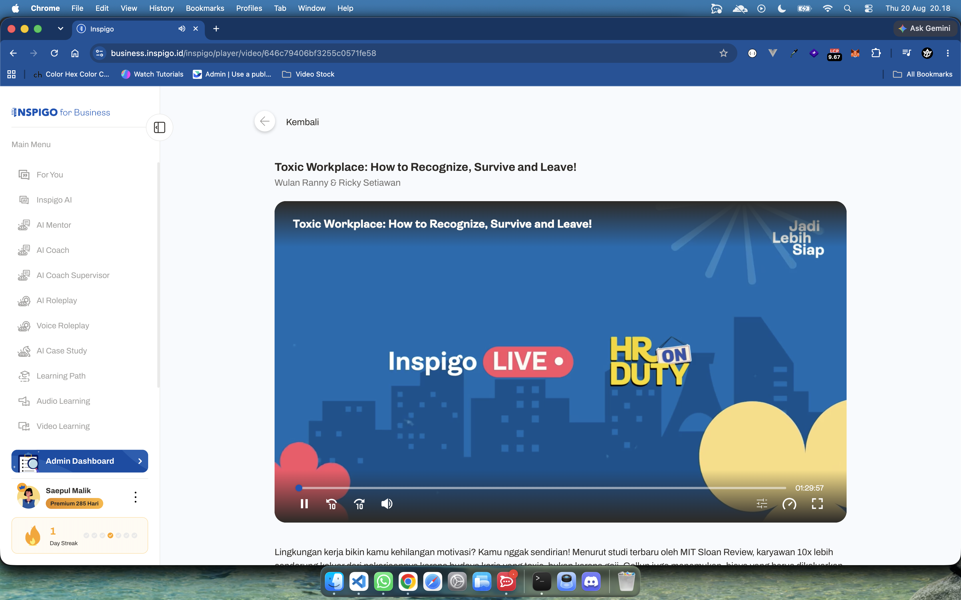 Video player controls